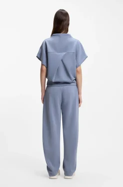 Short-sleeved sweatshirt with loose high neckline