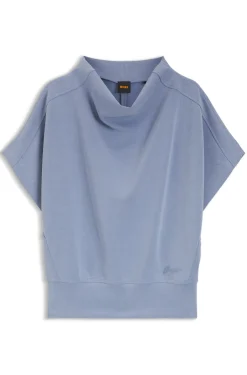 Short-sleeved sweatshirt with loose high neckline
