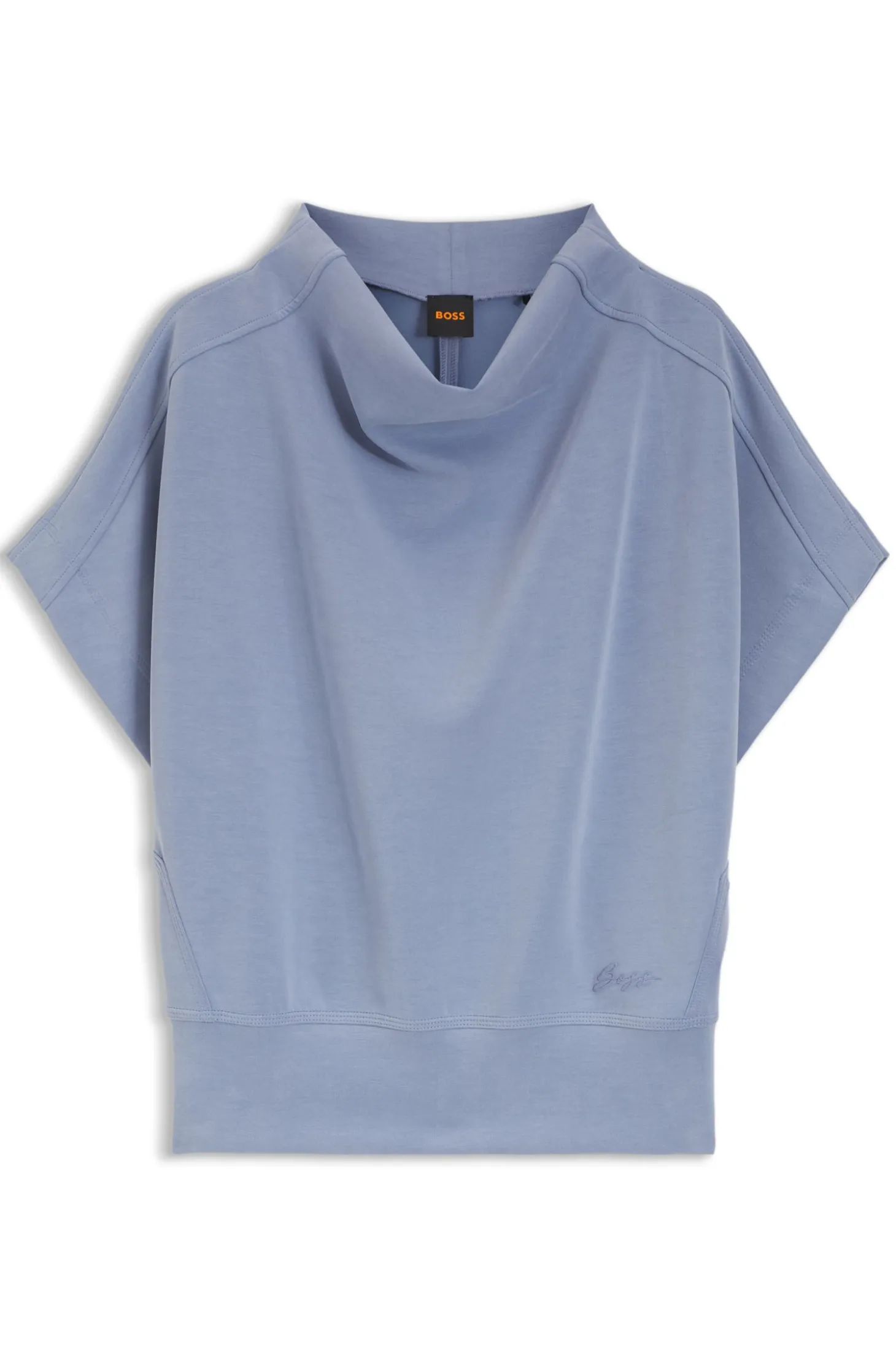 Short-sleeved sweatshirt with loose high neckline