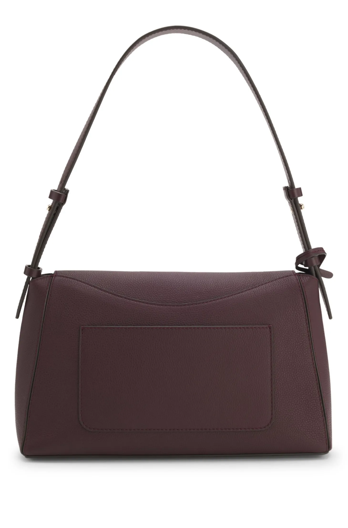 Shoulder bag in grained leather with logo plate