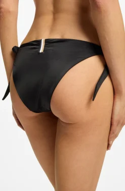 Side-tie bikini bottoms with logo trim