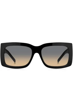 Signature-stripe bio-acetate sunglasses with large temple logo