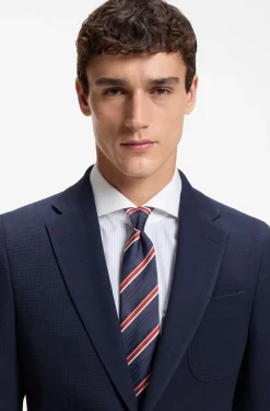 Silk-blend tie with diagonal stripe