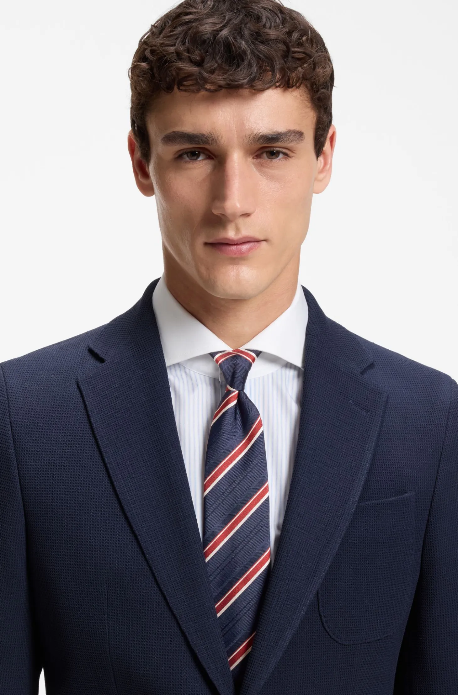 Silk-blend tie with diagonal stripe
