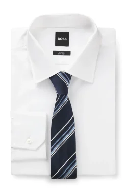 Silk-blend tie with diagonal-stripe jacquard