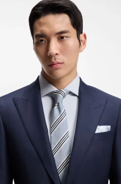 Silk-cotton tie with diagonal stripe