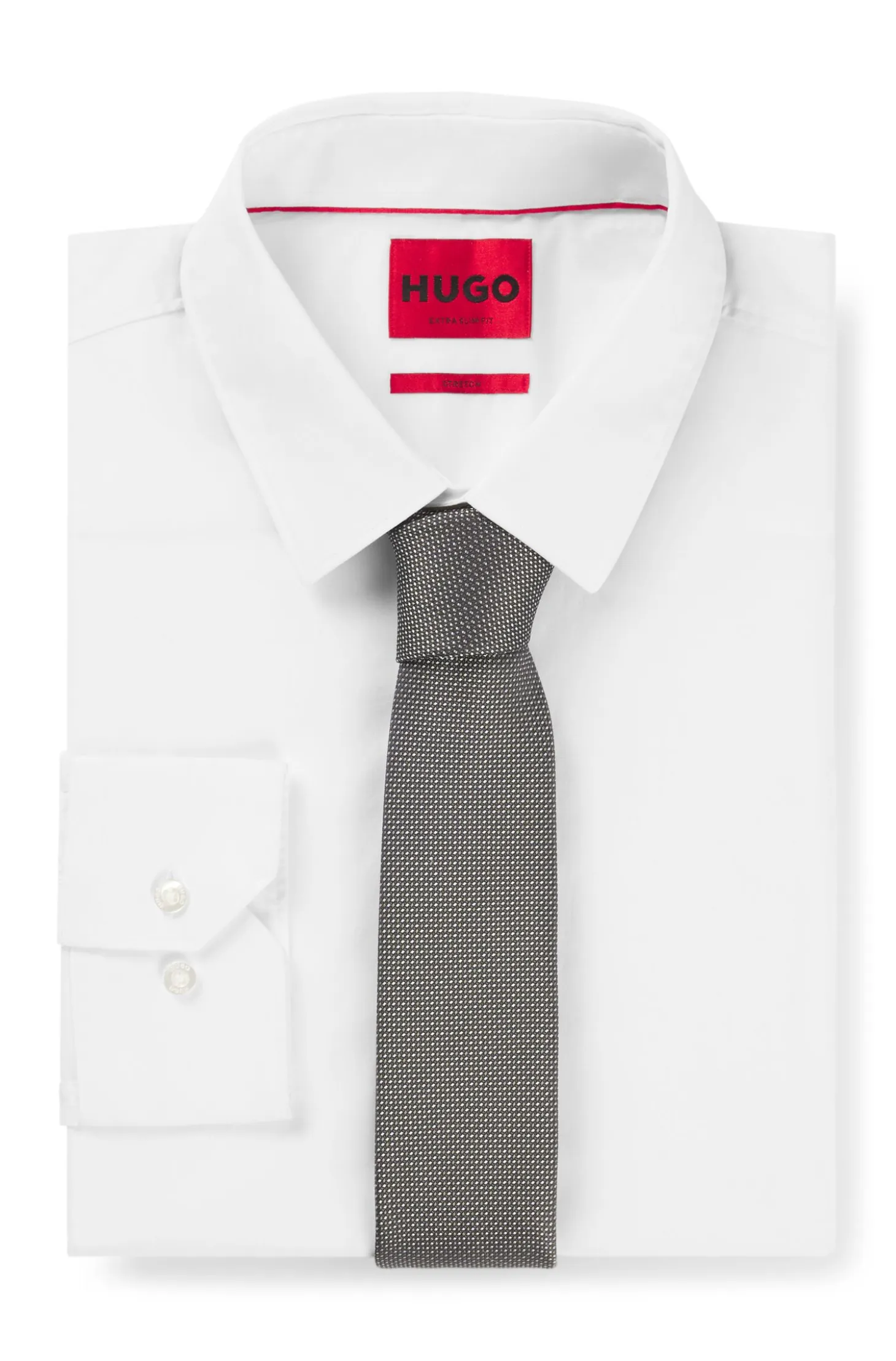 Silk tie with jacquard-woven pattern