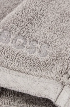Silver Aegean-cotton washing mitt with tonal logo