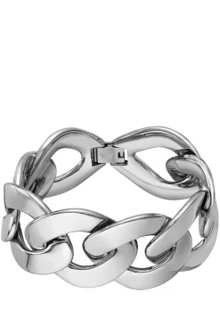 Silver-tone bracelet with curb-chain design