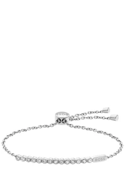 Silver-tone chain bracelet with crystal embellishment