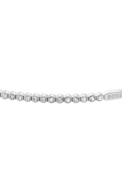 Silver-tone chain bracelet with crystal embellishment