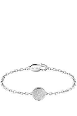 Silver-tone cuff with Double B monogram medallion