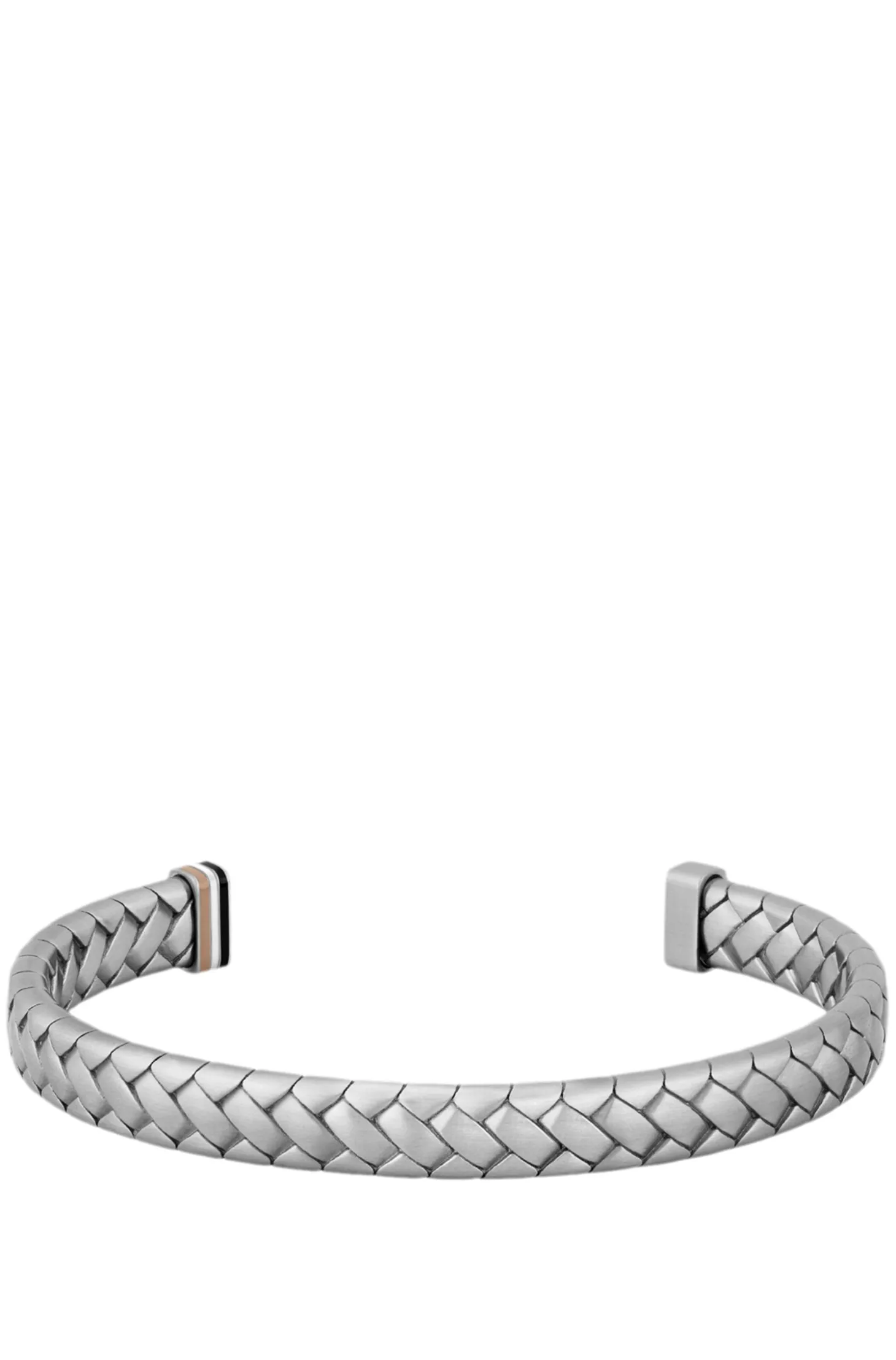 Silver-tone cuff with herringbone pattern