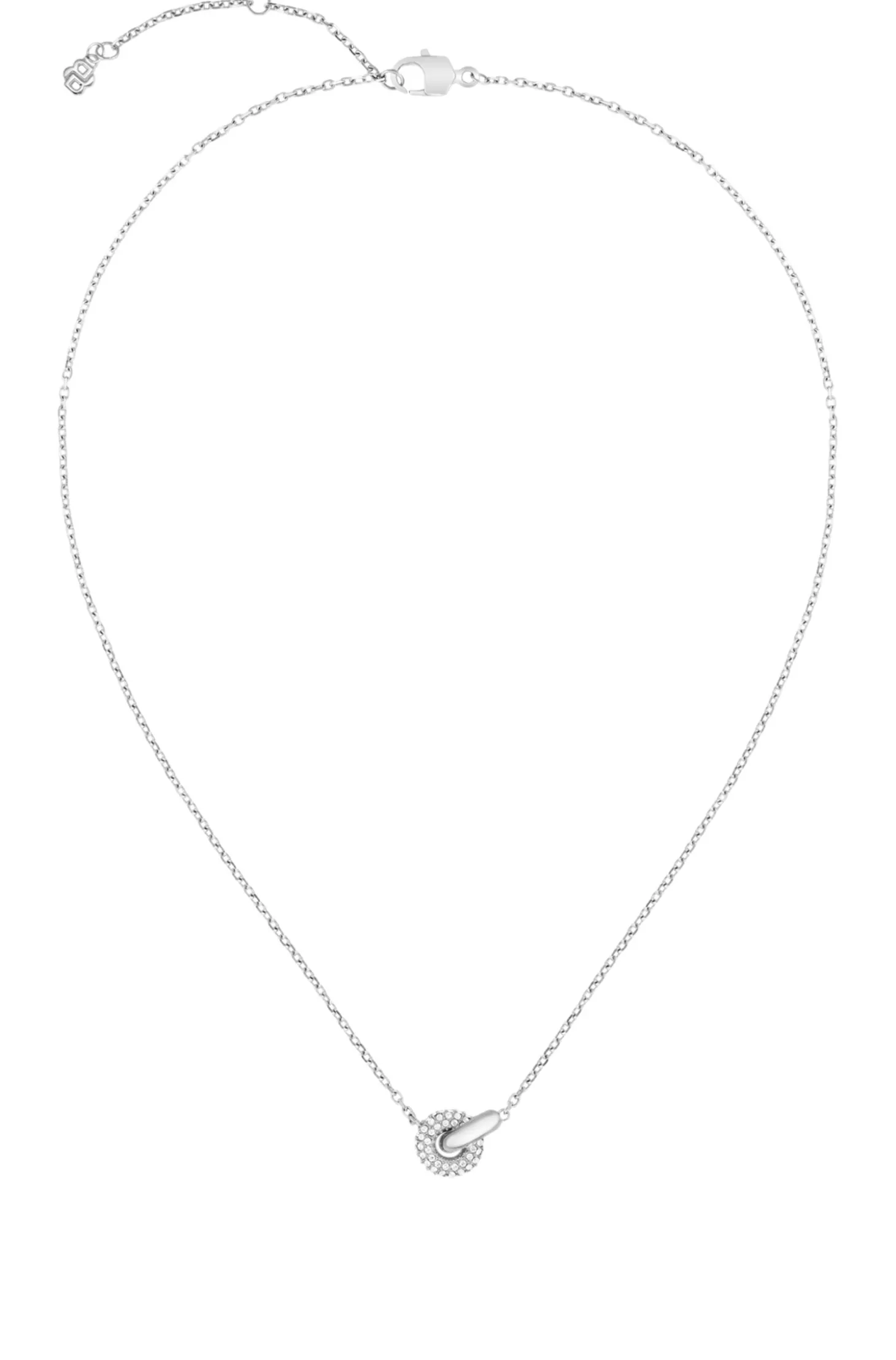 Silver-tone interlocking-hoop necklace with pavé crystals