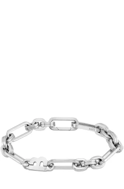 Silver-tone link bracelet with 'B' element