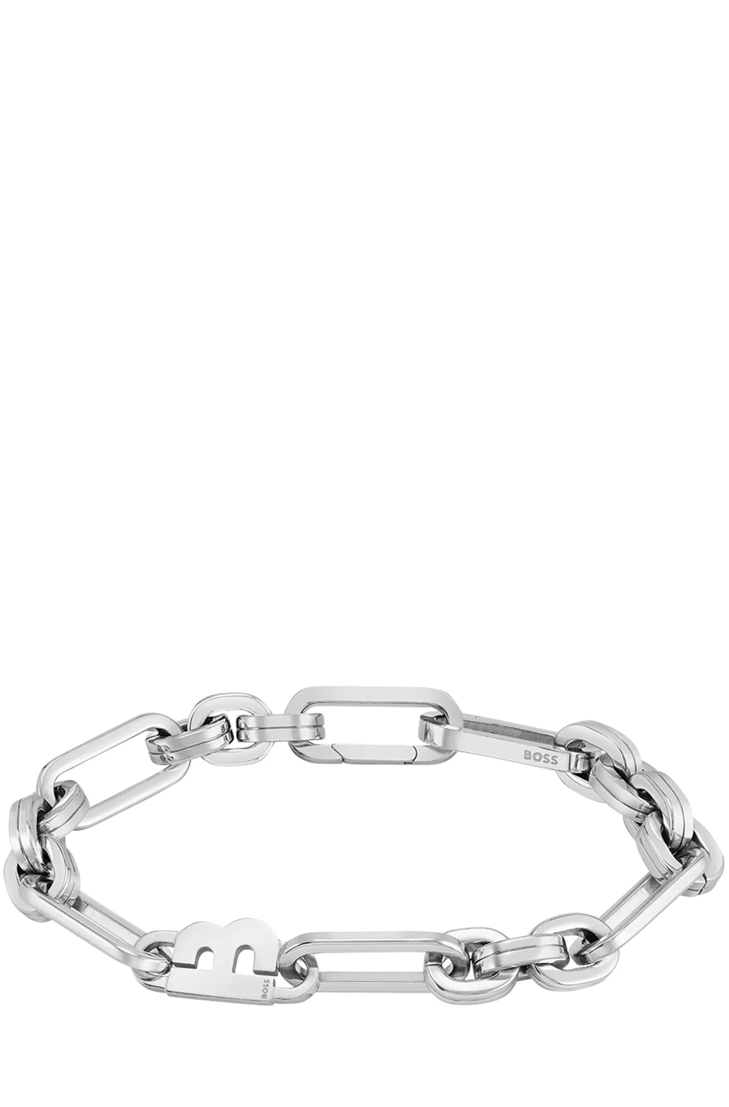 Silver-tone link bracelet with 'B' element