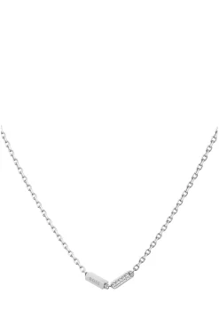 Silver-tone necklace with crystal-studded stations