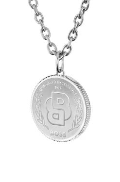 Silver-tone necklace with Double B monogram medallion