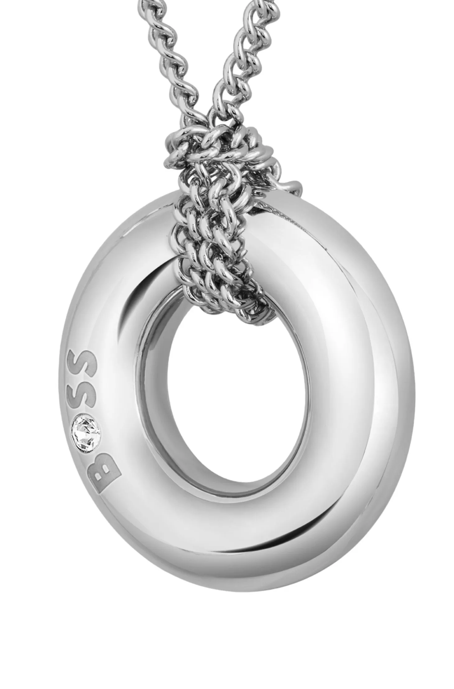 Silver-tone necklace with logo hoop