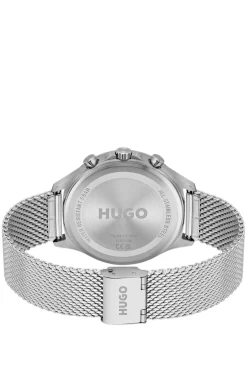 Silver-tone watch with green dial