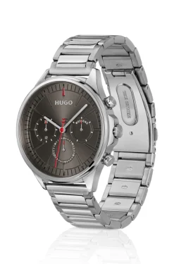 Silver-tone watch with grey dial