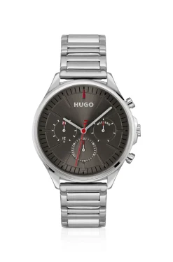 Silver-tone watch with grey dial