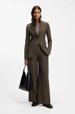 Single-breasted blazer in melange virgin wool