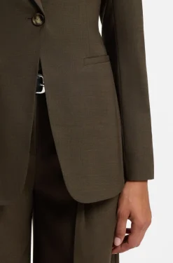 Single-breasted blazer in melange virgin wool