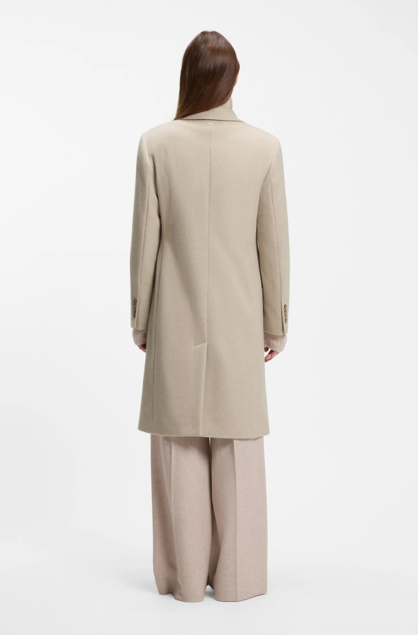Single-breasted formal coat in wool