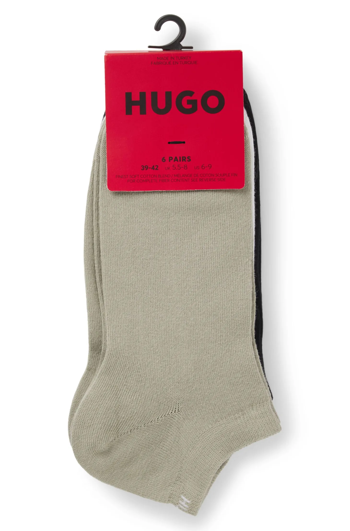 Six-pack of cotton-blend ankle socks with logos