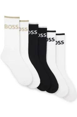 Six-pack of ribbed short socks in a cotton blend