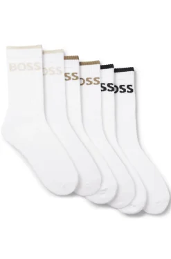 Six-pack of ribbed short socks in a cotton blend