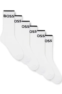 Six-pack of ribbed short socks in a cotton blend