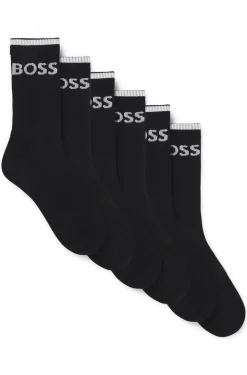 Six-pack of ribbed short socks in a cotton blend