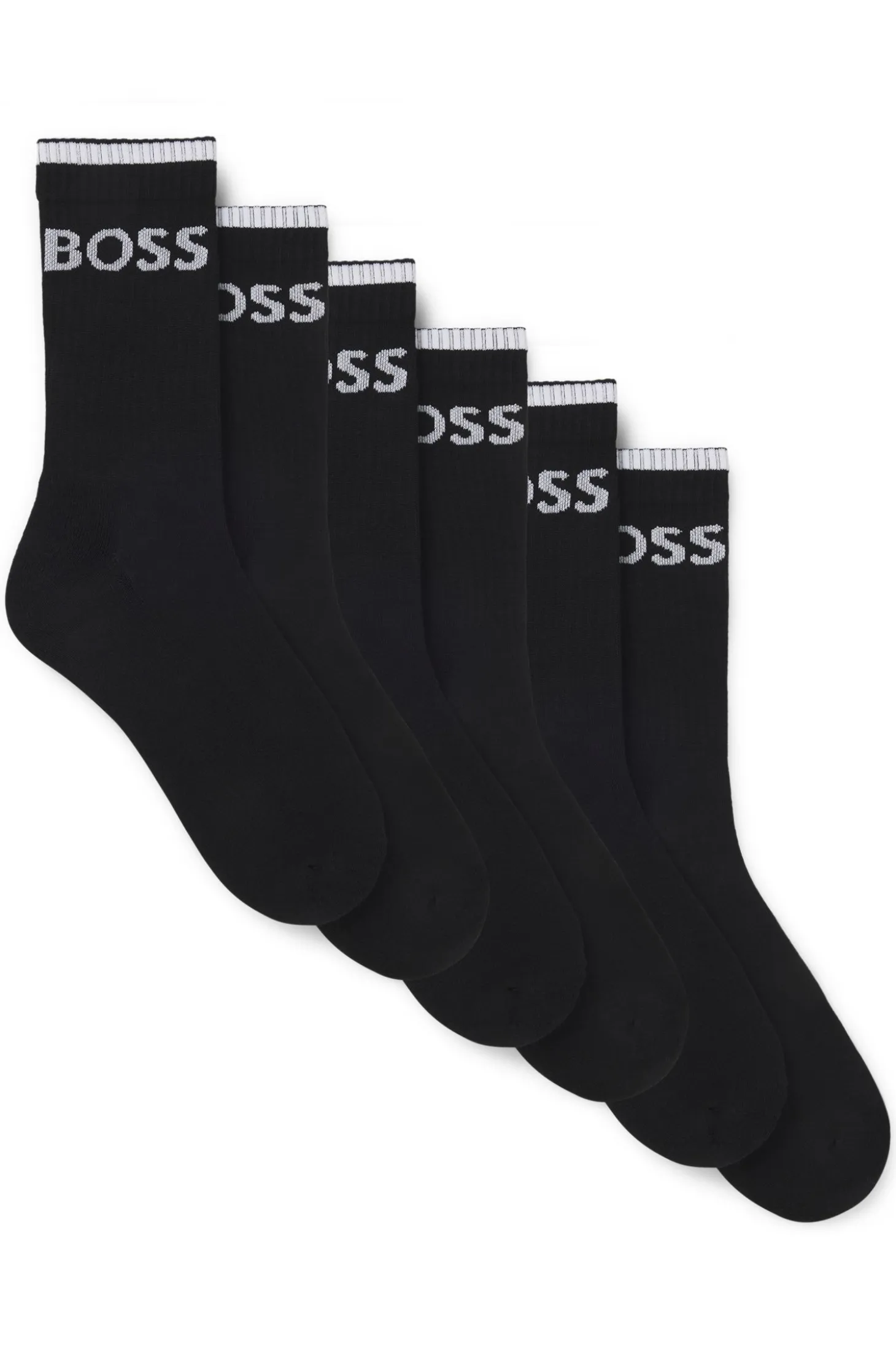 Six-pack of ribbed short socks in a cotton blend