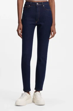 Skinny-fit jeans in dark-blue stretch denim