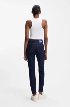 Skinny-fit jeans in dark-blue stretch denim