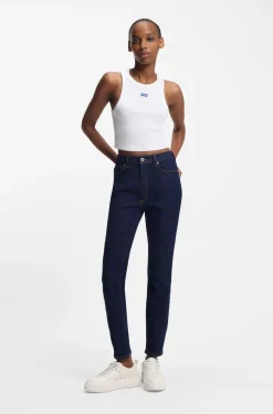 Skinny-fit jeans in dark-blue stretch denim