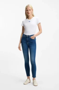 Skinny-fit jeans in medium-blue stretch denim