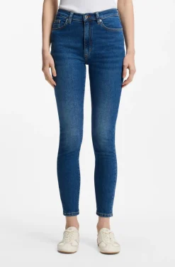 Skinny-fit jeans in medium-blue stretch denim