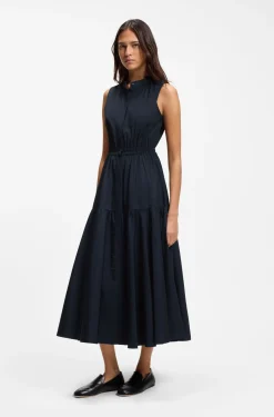 Sleeveless dress in cotton poplin