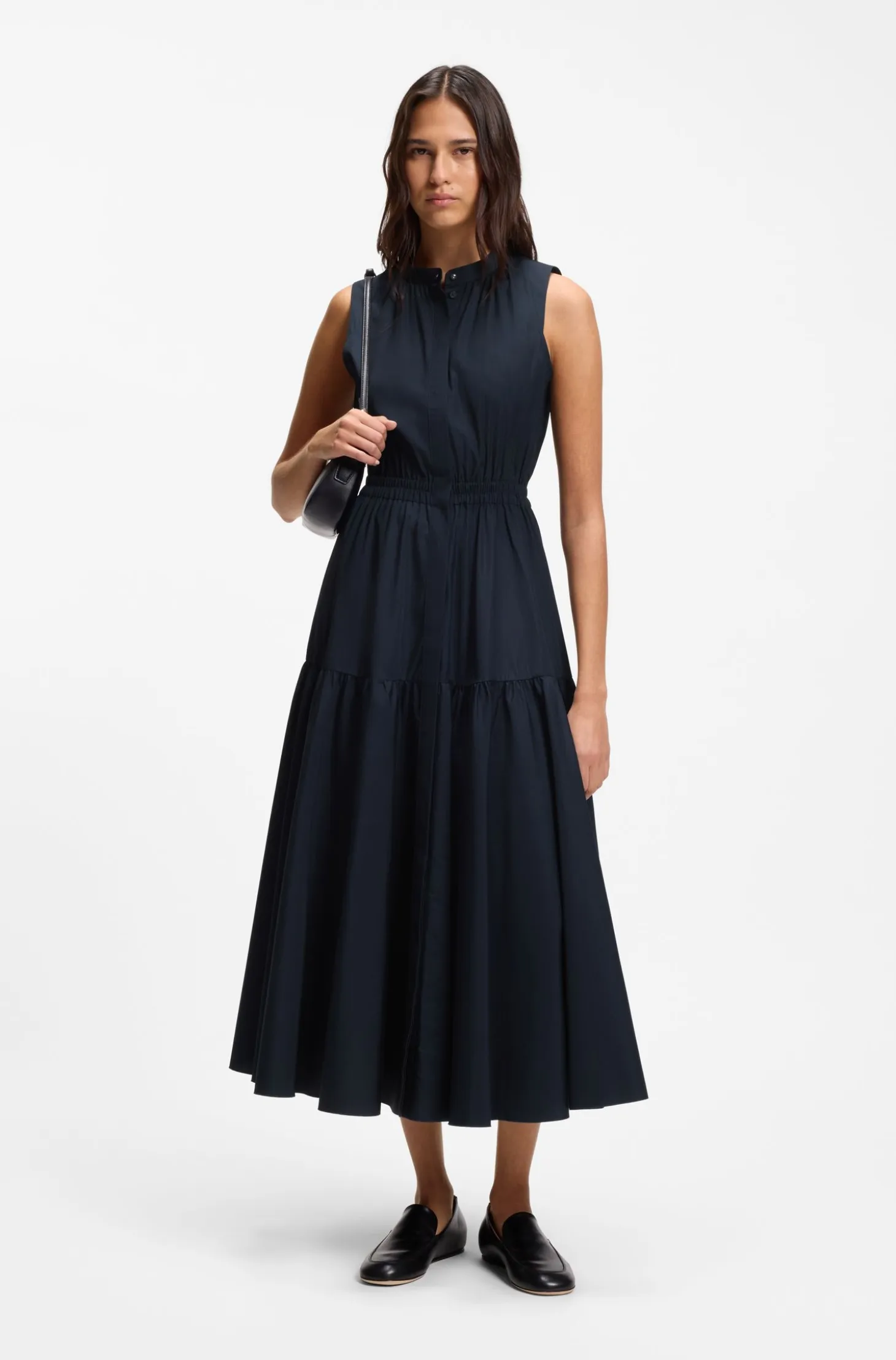 Sleeveless dress in cotton poplin