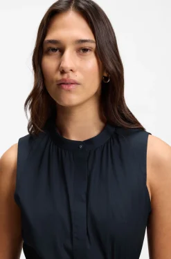 Sleeveless dress in cotton poplin