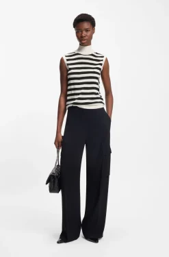 Sleeveless mock-neck sweater in merino wool