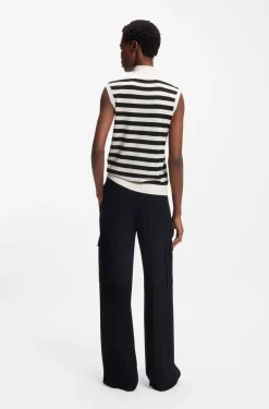 Sleeveless mock-neck sweater in merino wool