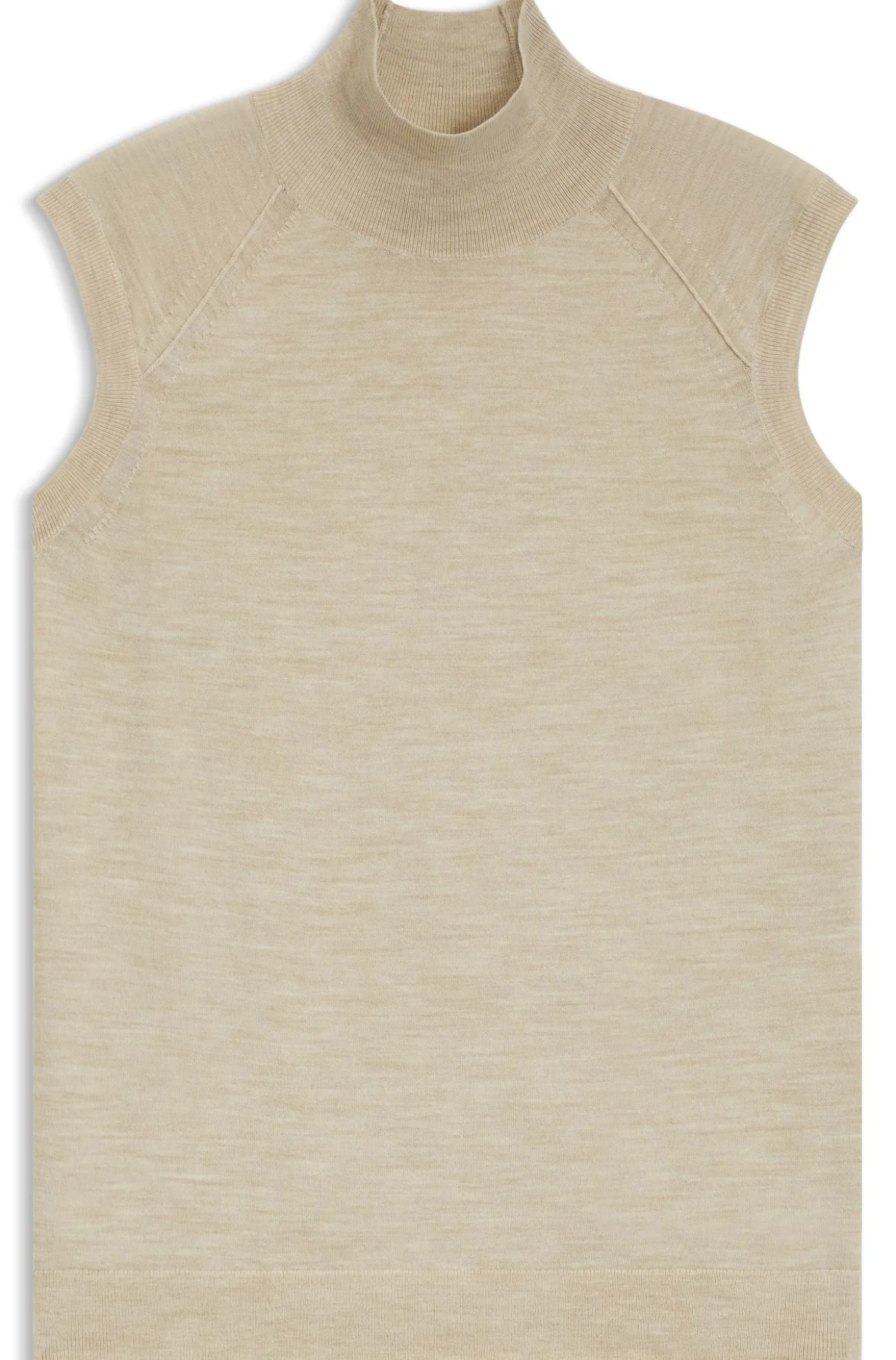 Sleeveless mock-neck sweater in merino wool