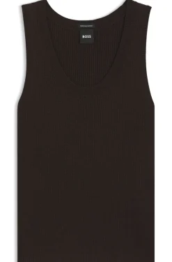 Sleeveless ribbed top in virgin wool