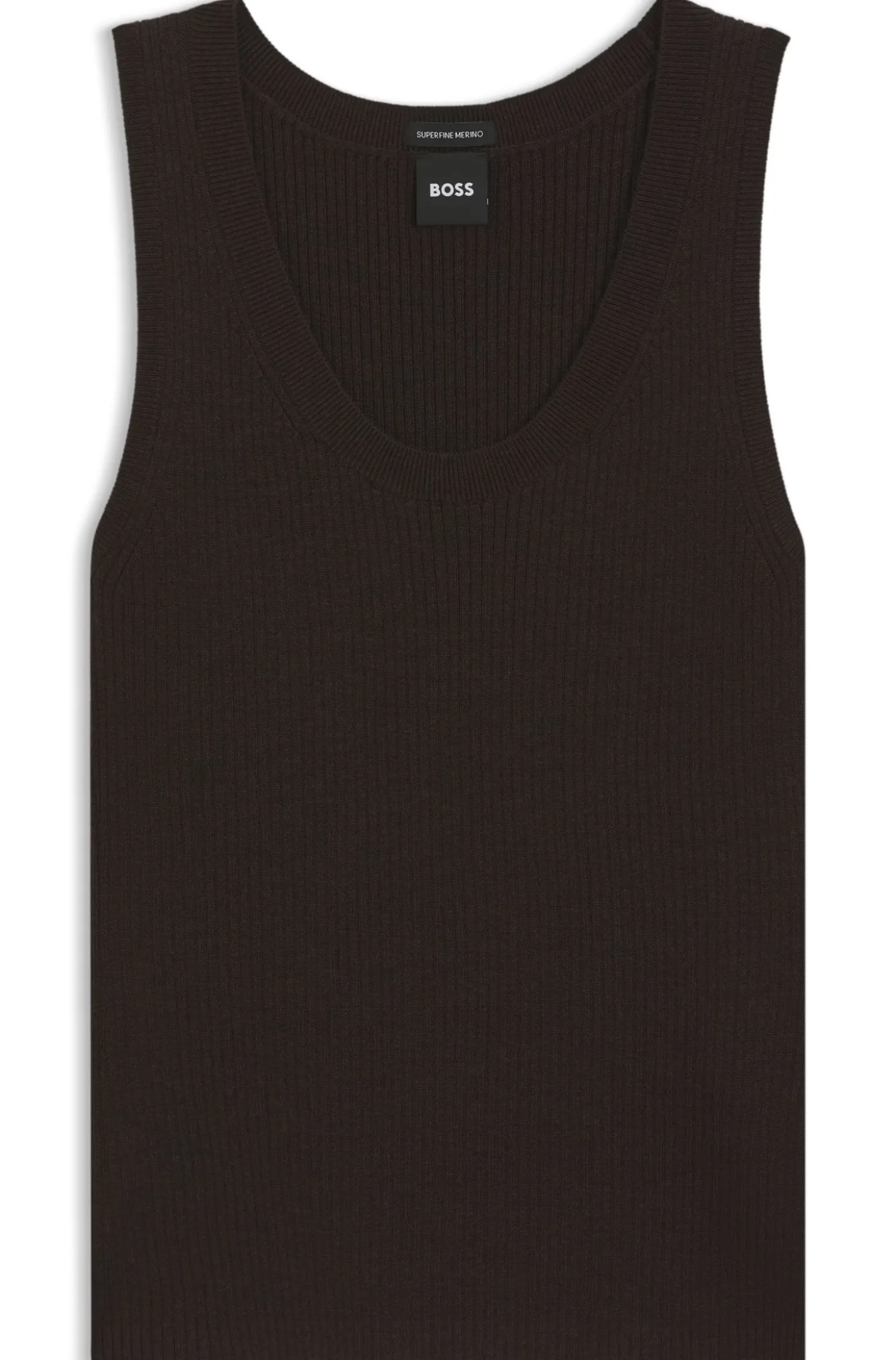 Sleeveless ribbed top in virgin wool