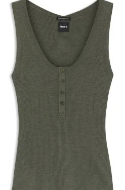 Sleeveless top in rib-knit merino wool