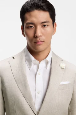 Slim-fit blazer in a micro-pattern linen blend